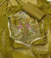 Pure Skylon Suit Set with Zari & sequence Work - Yanchi