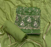 Pure Skylon Suit Set with Zari & sequence Work - Yanchi