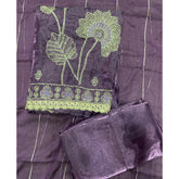 Pure Skylon Suit Set with Zari & sequence Work - Yanchi
