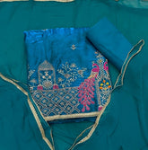 Pure Skylon Suit Set with Zari & sequence Work - Yanchi