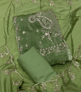 Pure Skylon Suit Set with Zari & sequence Work - Yanchi