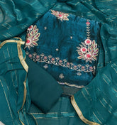 Pure Skylon Suit Set with Zari & sequence Work - Yanchi