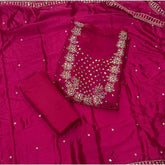 Pure Skylon Suit Set with Zari & sequence Work - Yanchi