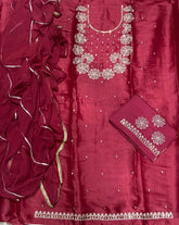 Pure Viscose Burberry Suit Set with Sequence & Zari Thread Work - Yanchi