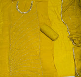 Radiant Gold Crush Crunchy Beads Work Suit Set - Yanchi