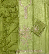 Radiant Gold Crush Suit Set with Bottom Work - Yanchi