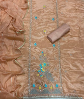 Radiant Gold Crush Suit Set with Zari Thread & Sequins Work - Yanchi