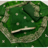 Pure Skylon Suit Set with Zari & sequence Work