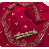 Pure Skylon Suit Set with Zari & sequence Work