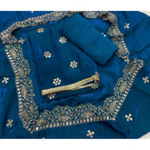 Pure Skylon Suit Set with Zari & sequence Work