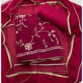 Crush Silk Suit Set with Zari & Sequins Work