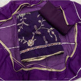 Crush Silk Suit Set with Zari & Sequins Work