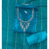 Classy Glass Organza Suit Set with Stone & Zari Thread Work