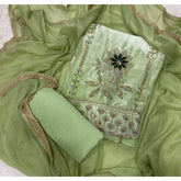 Pure Skylon Suit Set with Zari & sequence Work