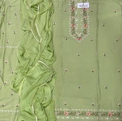 Classy Muslin Allover Suit Set with Elegant Thread Embroidery