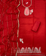 Glass Organza Suit Set with Sequins & Thread Work