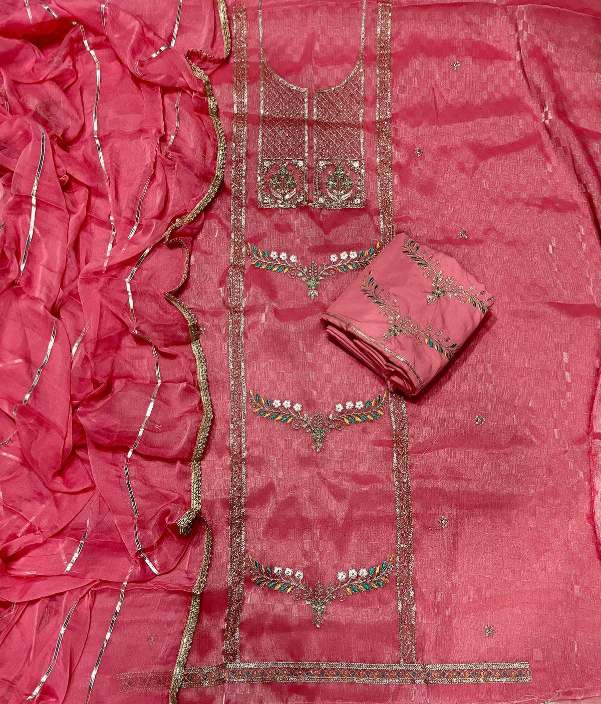 Fancy Burberry Suit Set with Zari Thread & Sequins Work