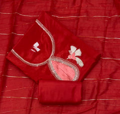 Glass Organza Suit Set with Sequins & Thread Work