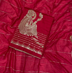 Karwa Special Red Organza Heavy Sequins & Thread Work Suit Set