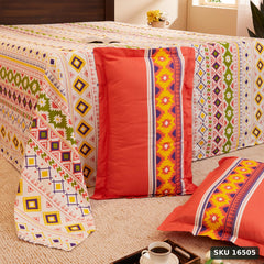 Amazon Brand - Solimo Rosy Dreams 144 TC 100% Cotton King Bedsheet with Two Pillow Covers, Soft and Smooth (Geometric, Pink) - SKU 16505