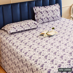 Yanchi Blissful Blue 144 Tc 100% Cotton King Size Bedsheet with 2 Pillow Covers, Aqua Blue, Abstract - SKU 16506