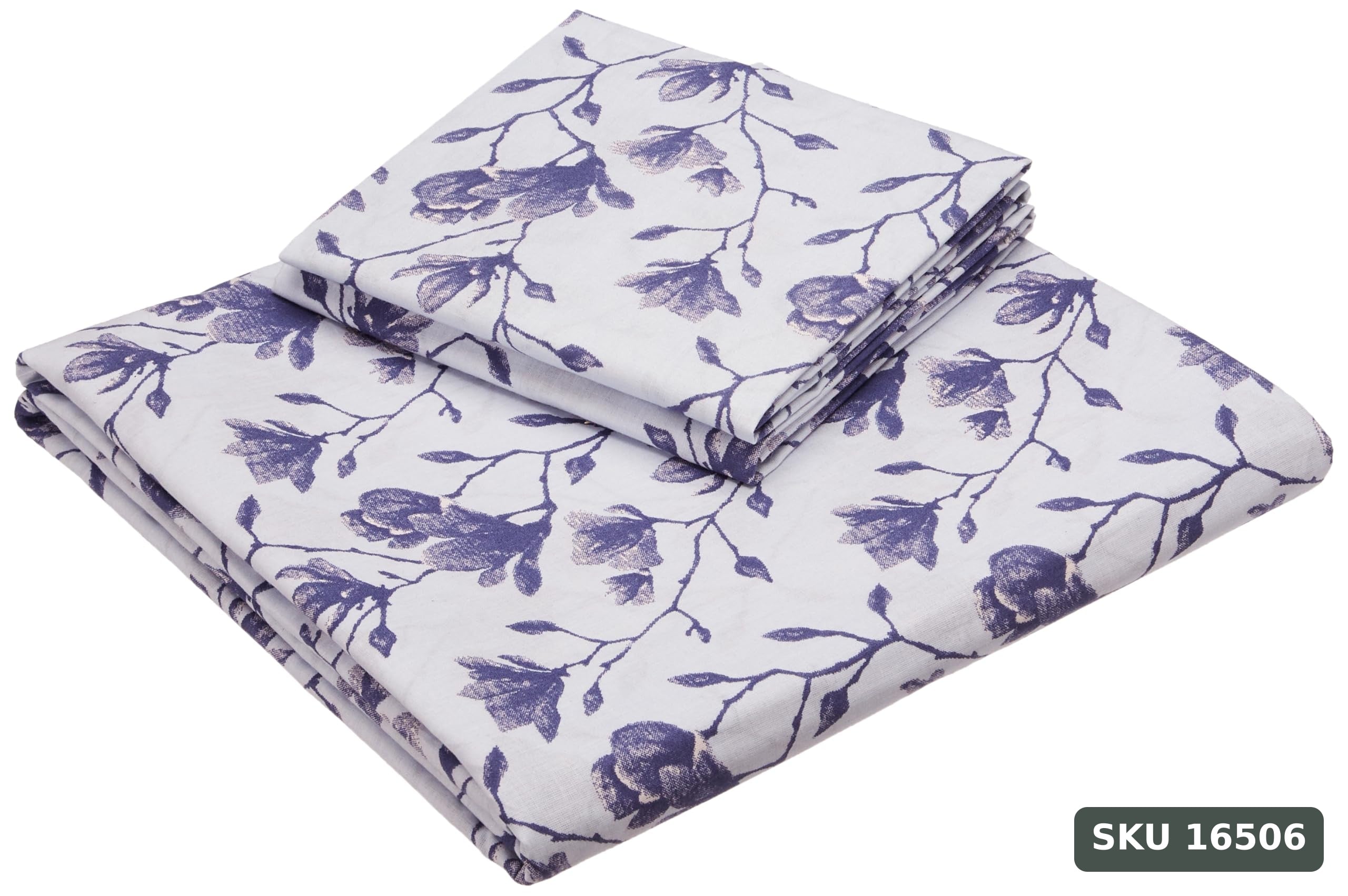 Yanchi Blissful Blue 144 Tc 100% Cotton King Size Bedsheet with 2 Pillow Covers, Aqua Blue, Abstract - SKU 16506