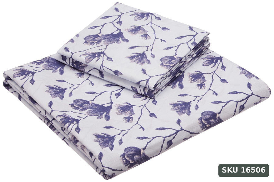 Yanchi Blissful Blue 144 Tc 100% Cotton King Size Bedsheet with 2 Pillow Covers, Aqua Blue, Abstract - SKU 16506