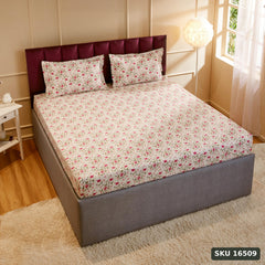 Yanchi Blossom Gust 144 Tc 100% Cotton King Size Bedsheet with 2 Pillow Covers, White, Abstract - SKU 16509
