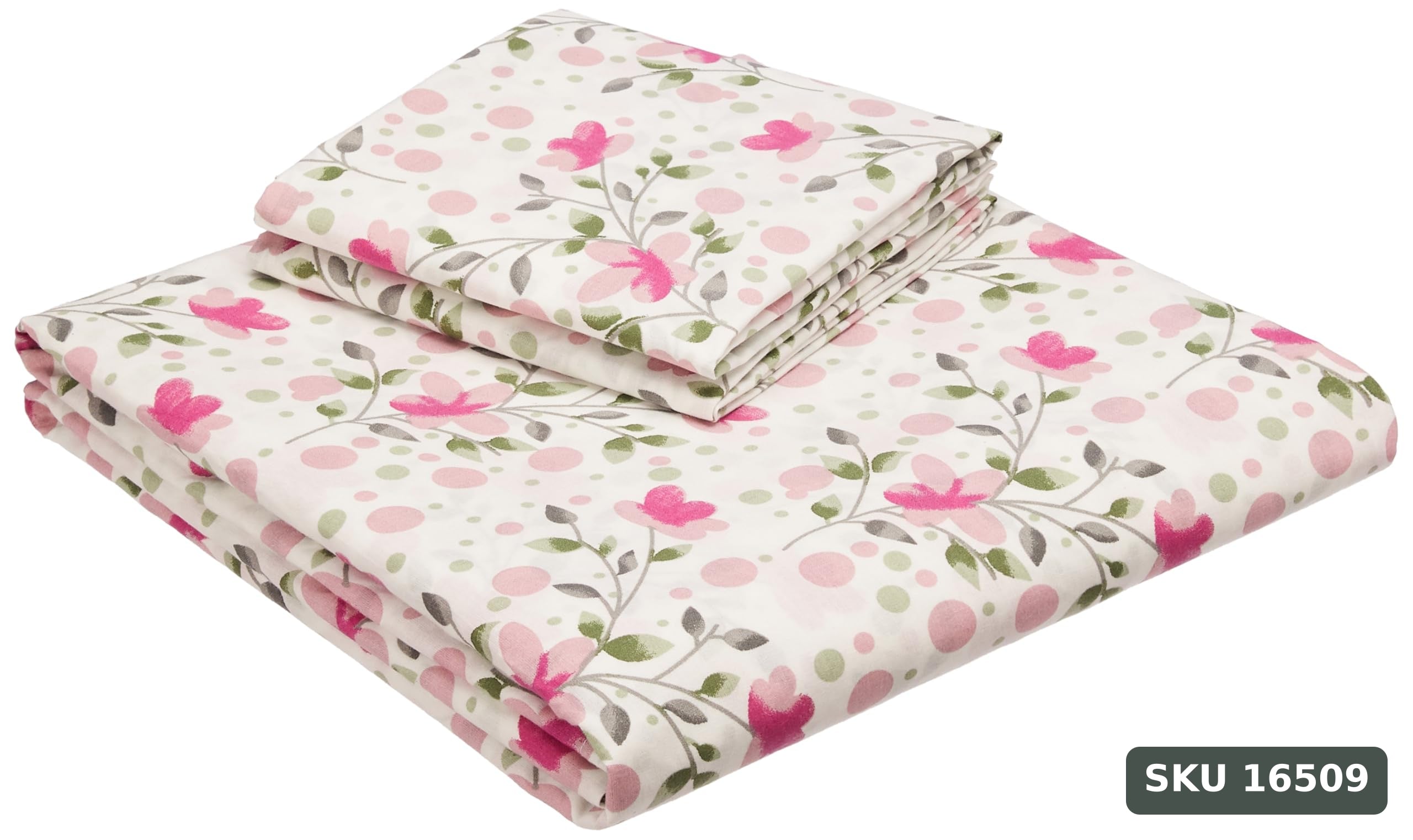 Yanchi Blossom Gust 144 Tc 100% Cotton King Size Bedsheet with 2 Pillow Covers, White, Abstract - SKU 16509