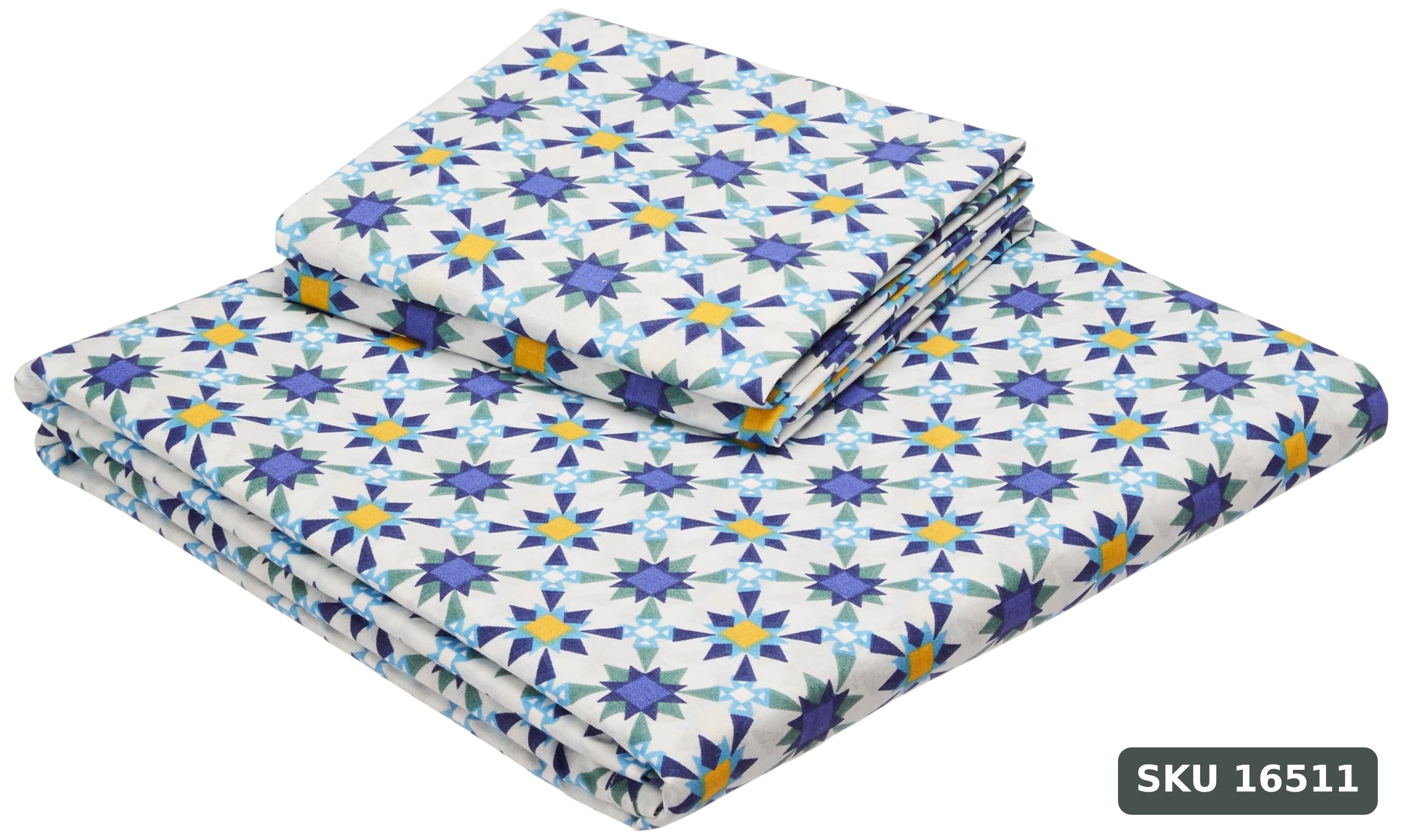 Amazon Brand - Solimo Pincheck Perfection 144 TC 100% Cotton King Size Bedsheet with 2 Pillow Covers, Dark Blue - SKU 16511
