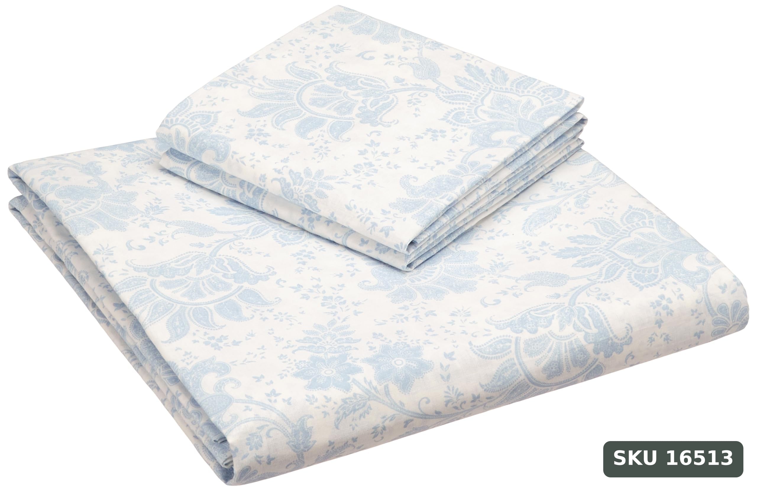 Yanchi Ditsy Turf 144 Tc 100% Cotton King Size Bedsheet with 2 Pillow Covers, White, Abstract - SKU 16513