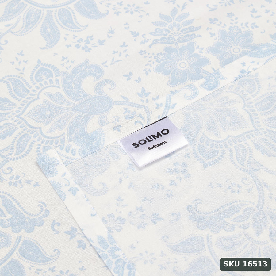 Yanchi Ditsy Turf 144 Tc 100% Cotton King Size Bedsheet with 2 Pillow Covers, White, Abstract - SKU 16513