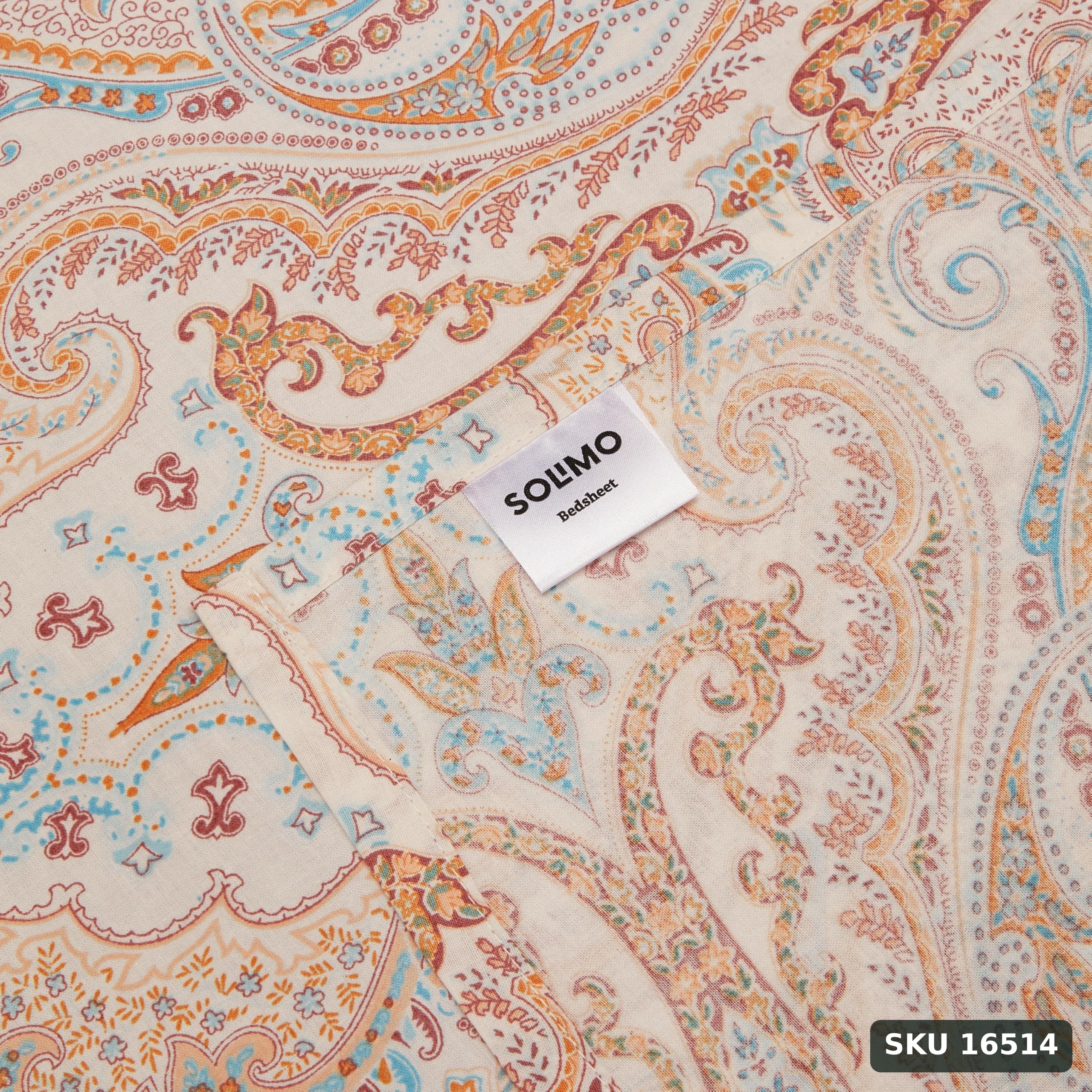 Yanchi Soothing Vista 144 Tc 100% Cotton King Size Bedsheet with 2 Pillow Covers, Cream, Abstract - SKU 16514