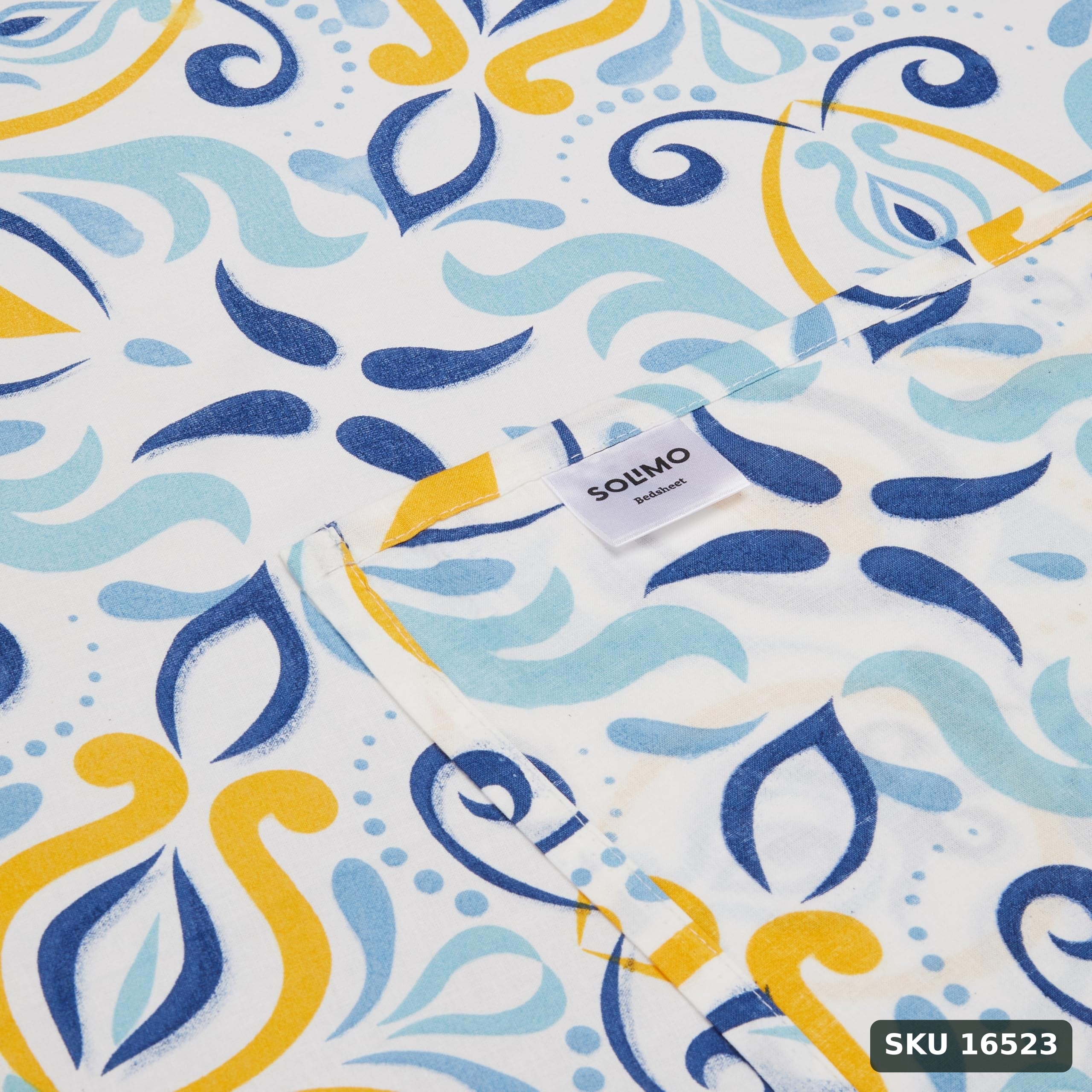 Yanchi Peacock Muster 144 Tc 100% Cotton Double Bedsheet with 2 Pillow Covers, Blue, Floral - SKU 16523