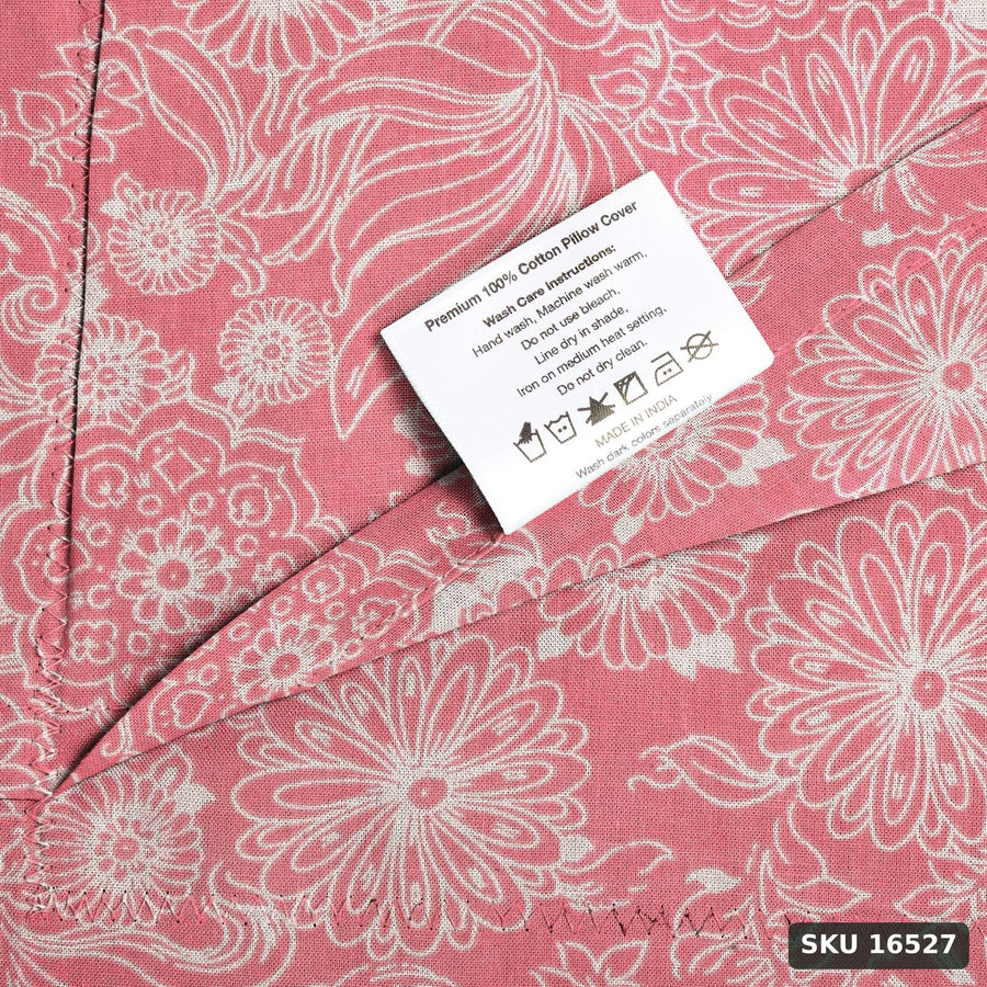 Yanchi Serene Bliss 140 TC 100% Cotton Double Bedsheet with 2 Pillow Covers, Soft and Smooth (Floral, Peach), 140-200 tc - SKU 16527