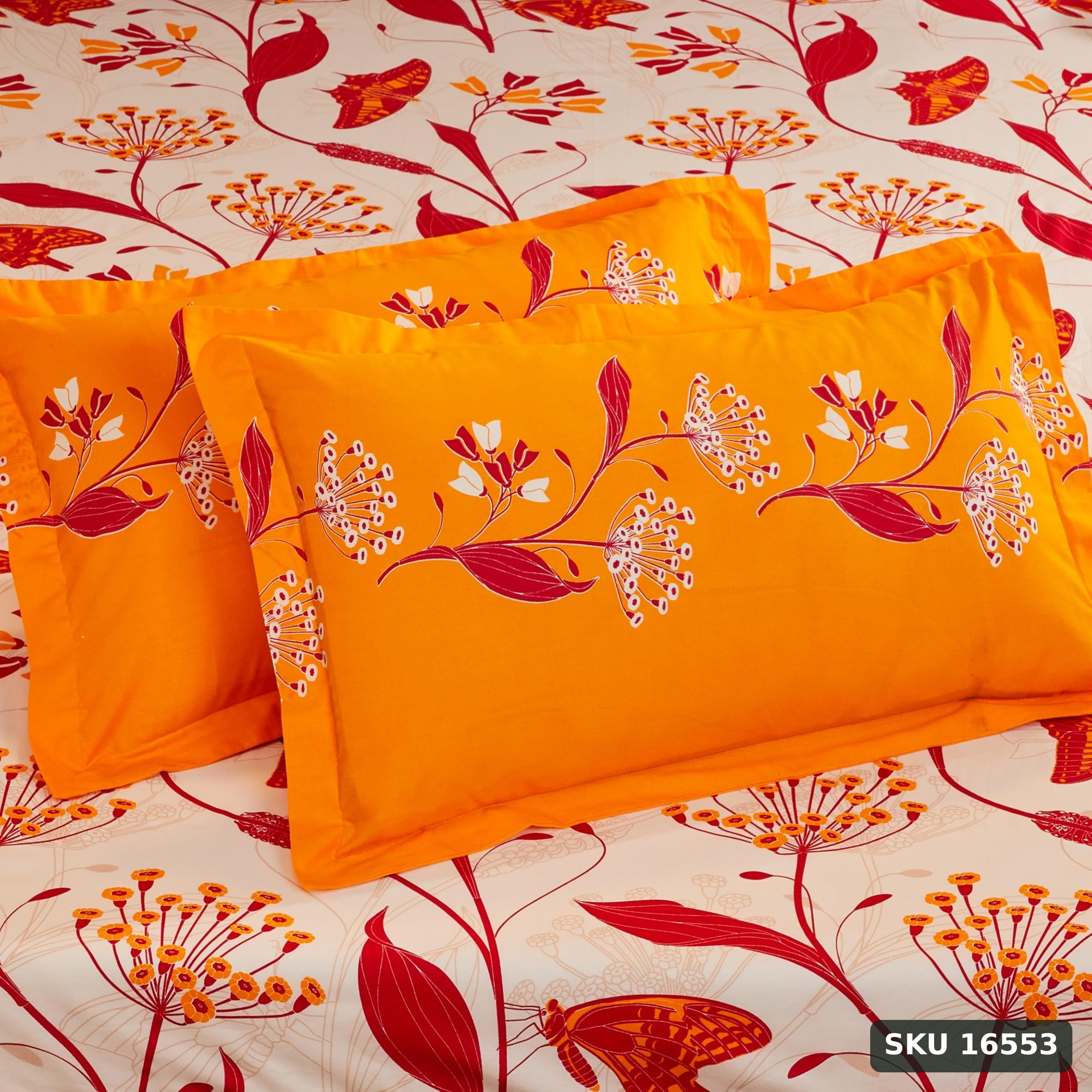 Yanchi Lily Bloom 144Tc 100% Cotton Double Bedsheet With 2 Pillow Covers, Brown - SKU 16553