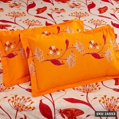 Yanchi Lily Bloom 144Tc 100% Cotton Double Bedsheet With 2 Pillow Covers, Brown - SKU 16553