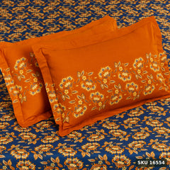 Yanchi Ditsy Dale 144 TC 100% Cotton Double Bedsheet with 2 Pillow Covers, Blue, 144 TC - SKU 16554