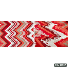 Yanchi Abstract Waves 144 TC Cotton Double Bedsheet with 2 Pillow Covers, Red - SKU 16557