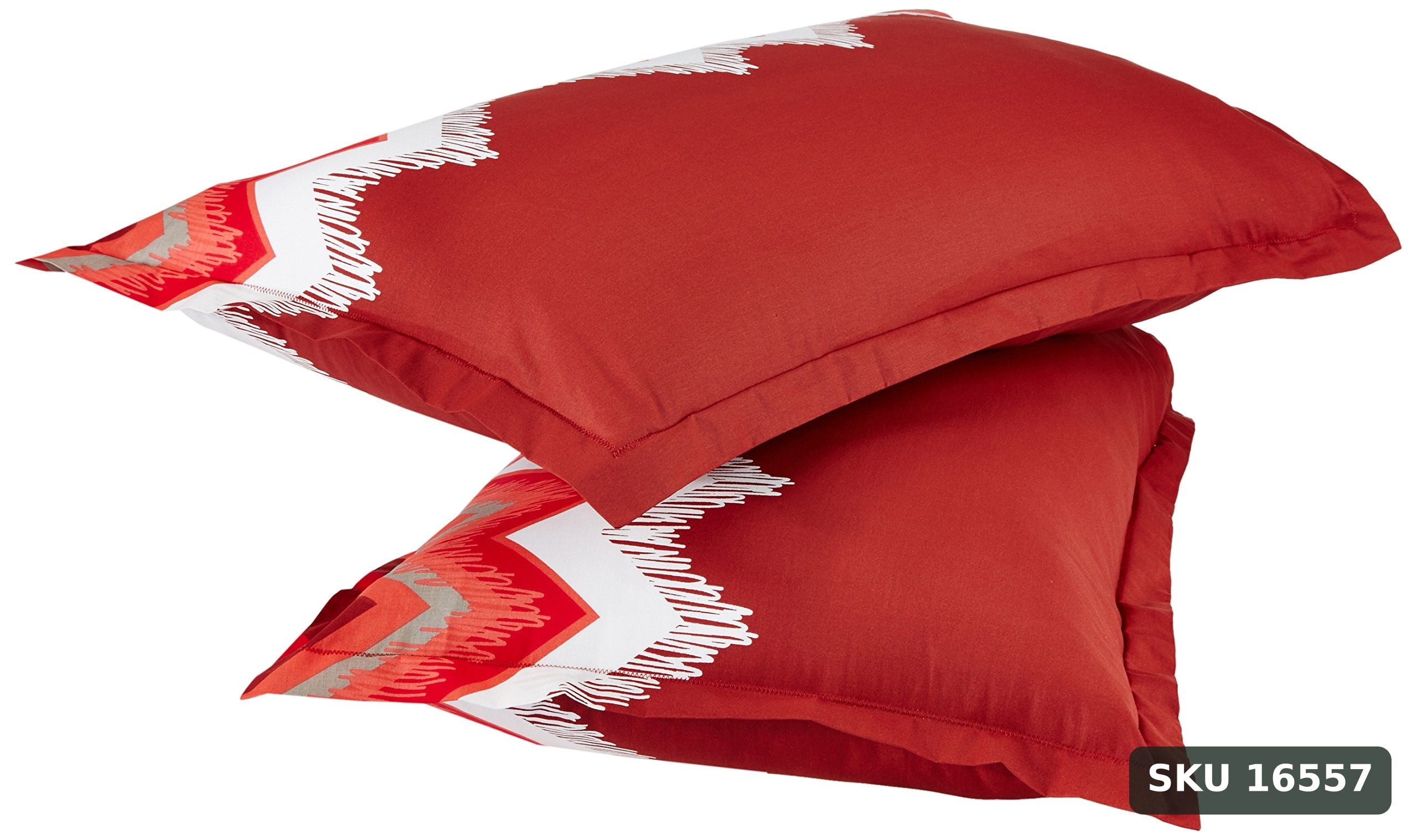 Yanchi Abstract Waves 144 TC Cotton Double Bedsheet with 2 Pillow Covers, Red - SKU 16557