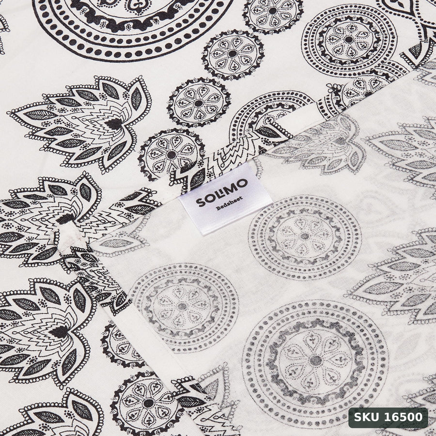 Amazon Brand - Solimo Damask Fantasy 144 TC 100% Cotton Double Bedsheet with 2 Pillow Covers, White - SKU 16500
