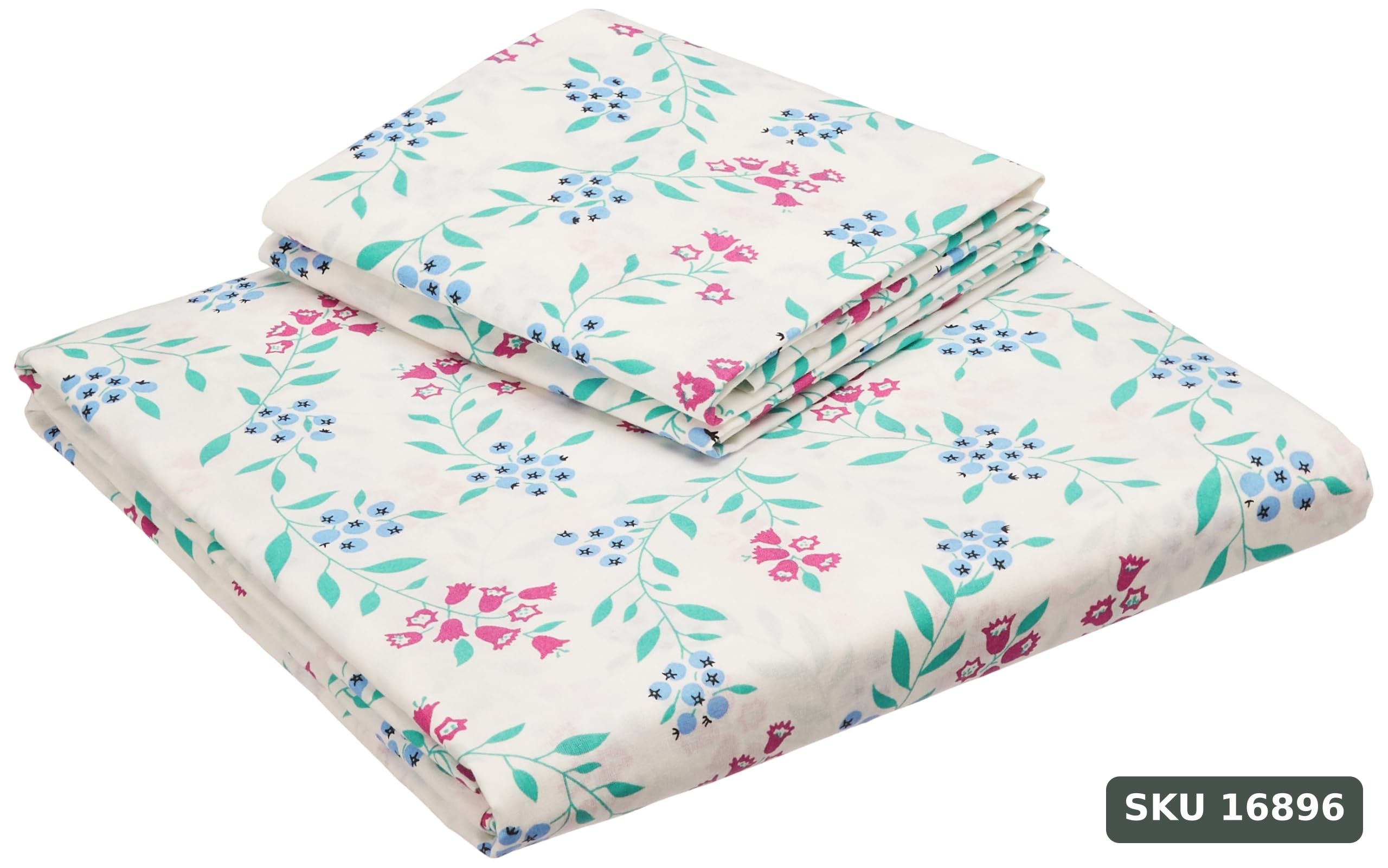 Yanchi Garden Galore 144 Tc 100% Cotton King Size Bedsheet with 2 Pillow Covers, White, Abstract - SKU 16896