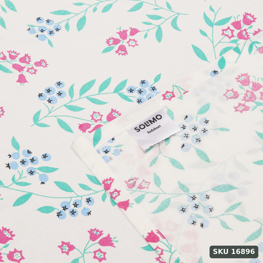 Yanchi Garden Galore 144 Tc 100% Cotton King Size Bedsheet with 2 Pillow Covers, White, Abstract - SKU 16896