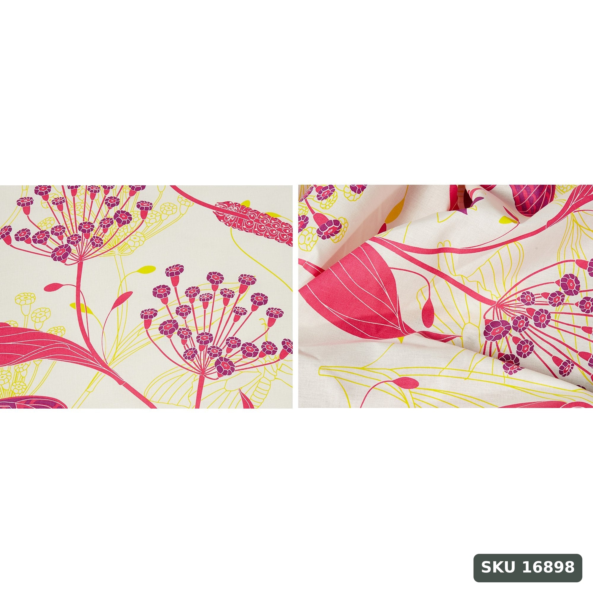 Yanchi Lily Bloom 144 TC 100% Cotton Double Bedsheet with 2 Pillow Covers, Pink, Floral - SKU 16898