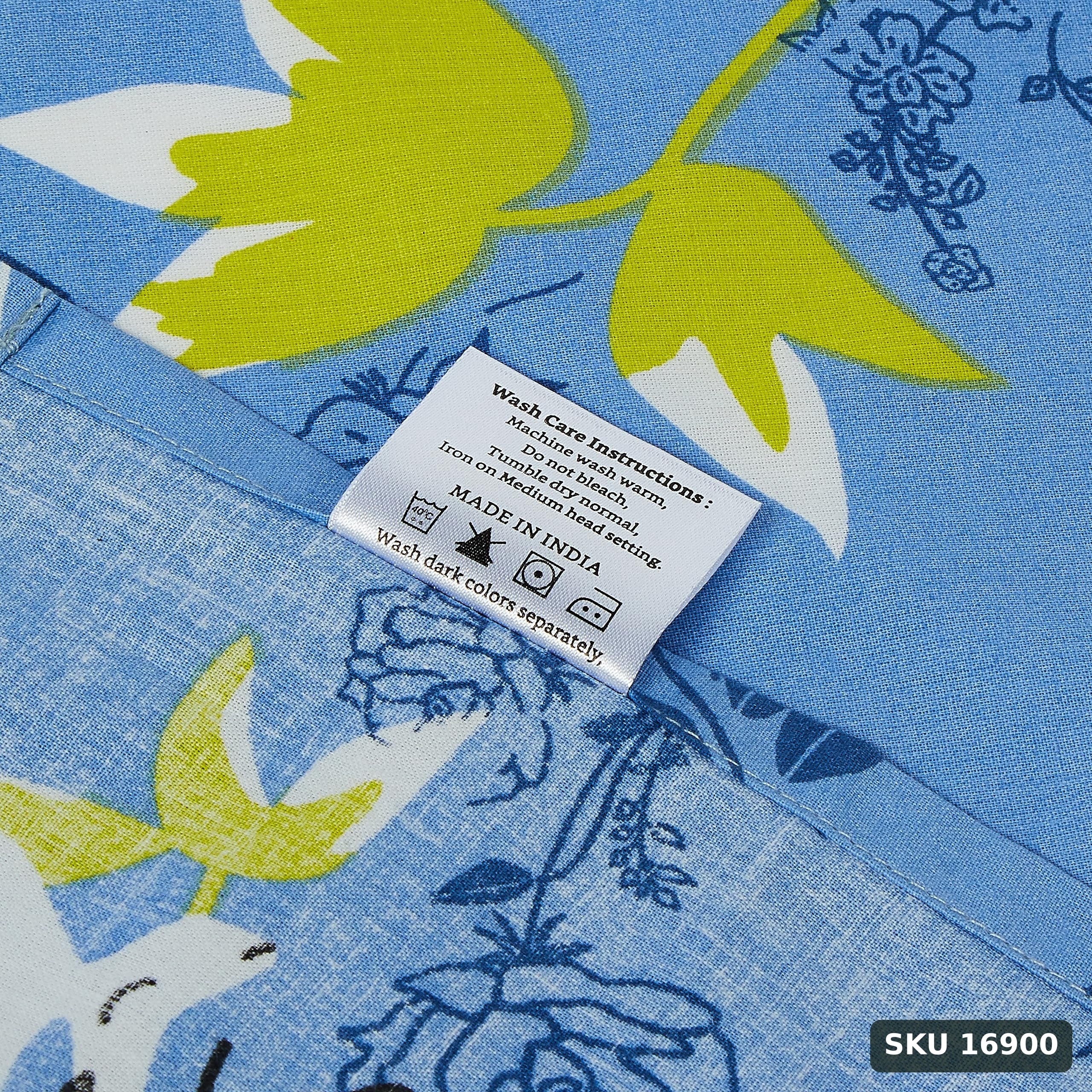 Yanchi Floral Repose 144 TC 100% Cotton King Bedsheet with Two Pillow Covers, Soft and Smooth (Floral, Blue and Green) - SKU 16900