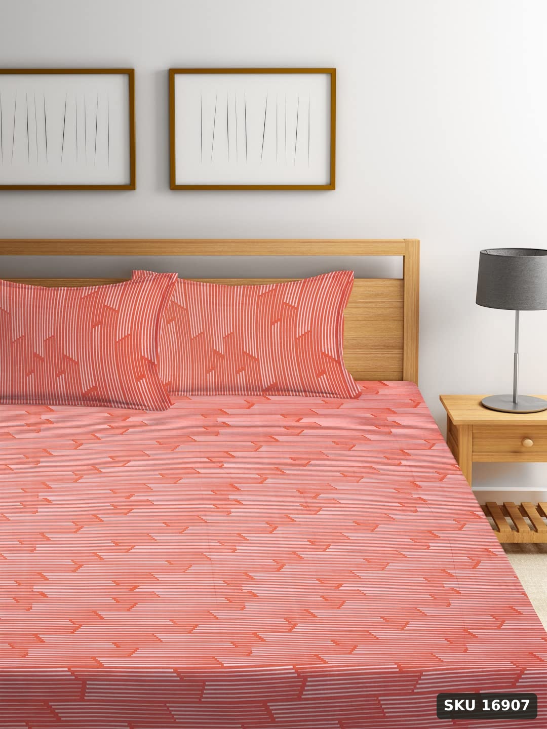 Yanchi 180TC Premium Bed Sheet Set, Bed Sheet Double Bed, 100% Cotton, Soft & Smooth Flat Sheets, Bed Sheet for All-Season Use, 1 Bedsheet and 2 Pillowcases (Queen Size) - SKU 16907
