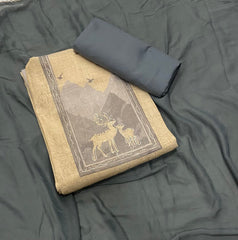 Classy Femora Linen Shimmer Silk Suit Set with Zari Work