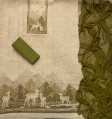 Classy Femora Linen Shimmer Silk Suit Set with Zari Work