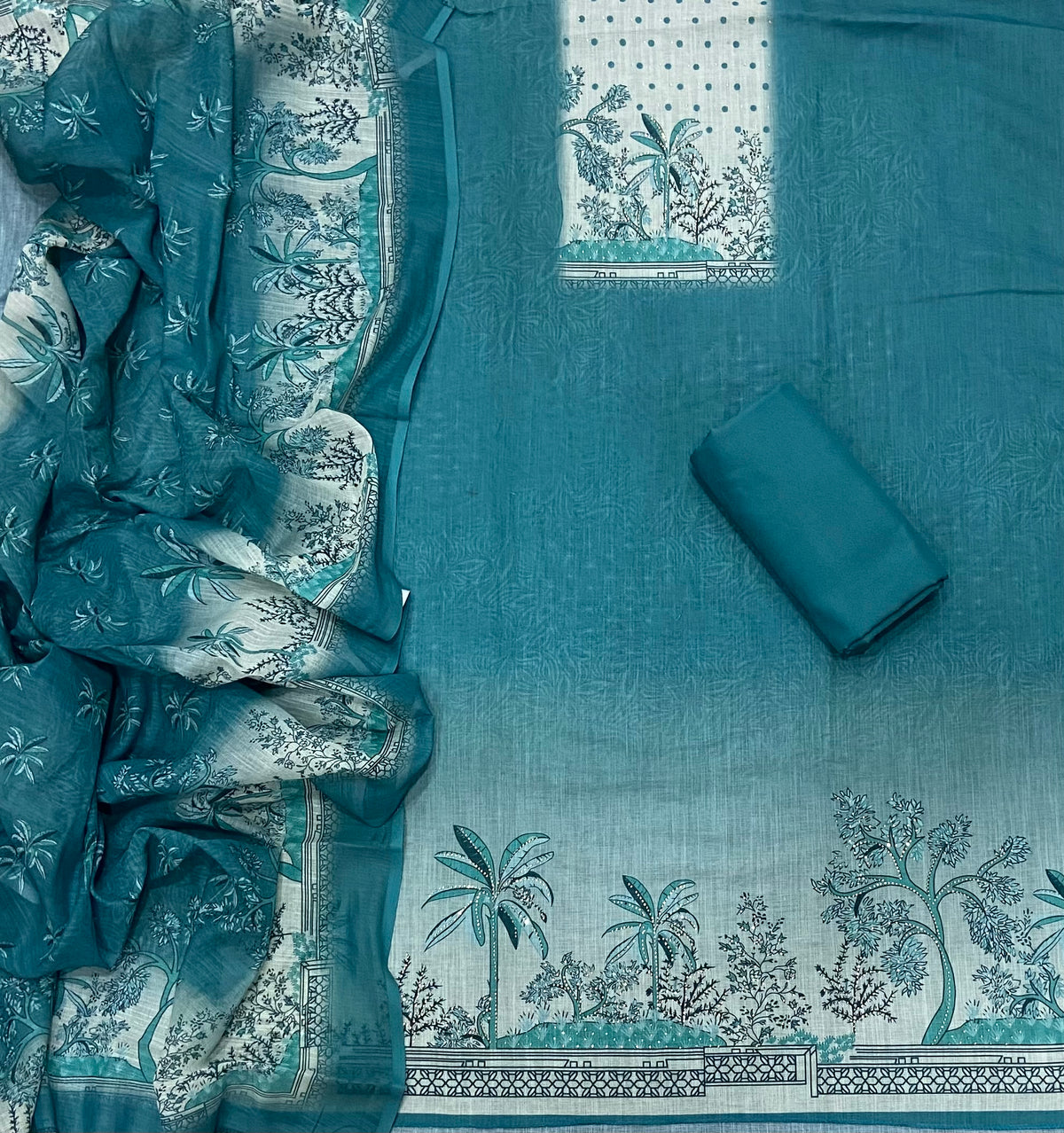 Classy Femora Linen Shimmer Silk Suit Set with Swarovski Work