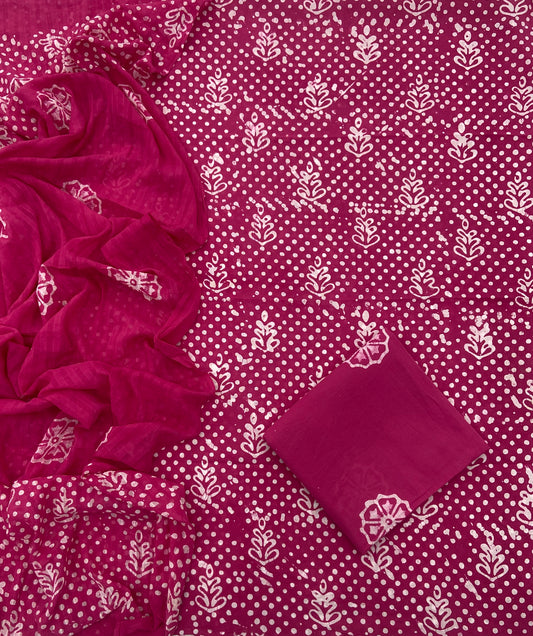 Block Print Cotton Suit Set (Pink)